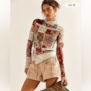 Free people Hudson patchwork turtleneck